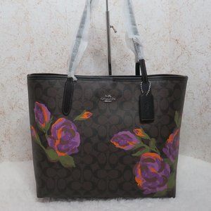 Coach Signature Rose City Tote (Brown)